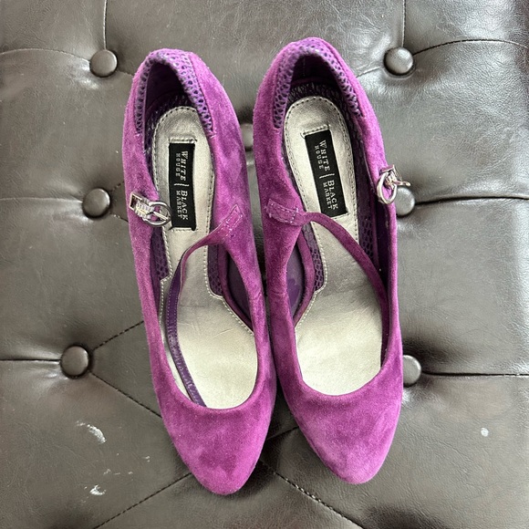 White House Black Market Shoes - White House Black Market Purple Suede Heels
